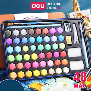 [Review] Bộ Màu Nước Nén Water Color Cao Cấp 24 36 48 Màu Tặng Bút Lông Nước, Mút, Cọ, Tẩy, Bút Chì, Gọt, Màu Trắng Deli - Chuyên Dùng Cho Học Sinh,...