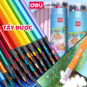 [Review] Bút Chì Màu Xóa Được Deli - Bút Chì Màu Học Sinh Chì Đen Cao Cấp Lõi Chì Dày Hơn - 12/24/36/48 Màu Sắc Tươi Sáng