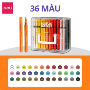 [Review] Bút Màu Acrylic Marker Roller Đầu Lông Mềm Deli-24/36/48/60 Màu Vẽ Trên Mọi Chất Liệu Bullet Journal