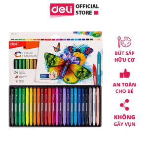 [Review] Bút sáp màu 12/18/24 màu an toàn cho bé Deli - Phù hợp cho học sinh mẫu giáo tiểu học cấp 1 tập vẽ tô màu