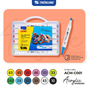 [Review] Bút sơn/ Bút lông 12/24/36 màu - Acrylic Markers 2 đầu ngòi ThiênLong Colokit - Màu sắc tươi sáng Trang trí đa chất liệu