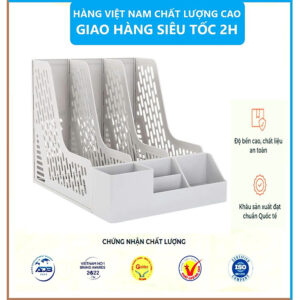 [Review] Giá đựng tài liệu 3 ngăn kèm khay để bút Việt Nhật , Khay đựng hồ sơ tài liệu văn phòng để bàn - Hàng Việt Nam
