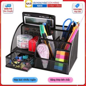 [Review] Hộp đựng bút để bàn Văn Phòng Phẩm NASI NS06 nhiều ngăn bằng thép sơn tĩnh điện cứng chắc khay đựng kệ để bút học sinh