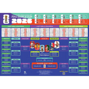[Review] (Kèm ống vận chuyển) LỊCH THI ĐẤU WORLD CUP 2026 – THEO GIỜ VIỆT NAM - Khổ 60 x 80 cm – TH Books