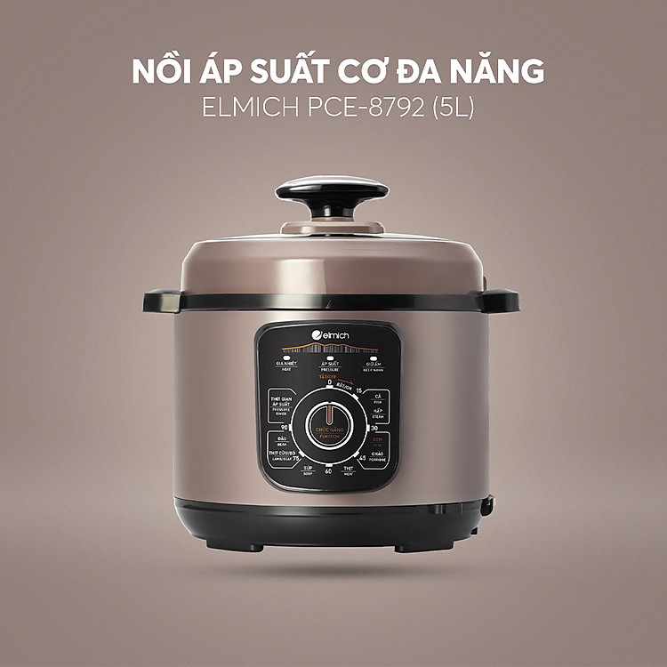 Nồi áp suất cơ Elmich 5L PCE-8792, công suất lớn 1000W, dung tích 5L - Hàng chính hãng