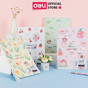 [Review] Sổ Tay Lò Xo Gáy Xoắn Kẻ Ngang 100 Trang A5/B5 Bìa Nhựa Có Kèm Sticker Trang Trí Deli - Phù Hợp Làm Sổ Kế Hoạch Planner, Nhật Kí, Tập Vở Ghi Chép...