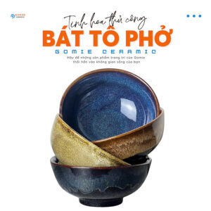 [Review] Bát tô phở, tô canh cao cấp D16H7 GOMIE CERAMIC BÁT TRÀNG, men hỏa biến cao cấp.