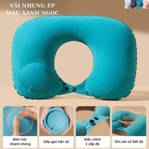 [Review] Gối hơi kê cổ bơm tự động, mềm mại, thiết kế hình chữ U giúp giảm đau cổ, có nút cài, phù hợp cho văn phòng và du lịch Phượt Dã Ngoại Đi Chơi Quà...
