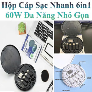 [Review] Hộp Cáp Sạc Nhanh 6In1 60W Đa Năng Nhỏ Gọn Tích Hợp 4 Đầu Sạc Rời