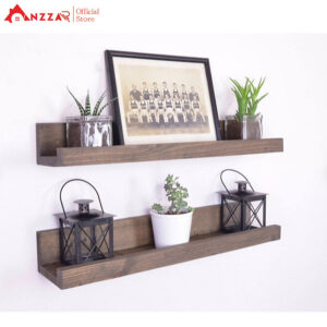 [Review] Kệ gỗ treo tường loại mảnh nhiều kích thước màu socola, kệ trang trí Anzzar, decor phòng khách, phòng ngủ