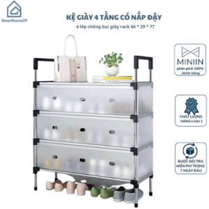 [Review] Kệ Giày Inox 5 Tầng Có Vách Ngăn Chắn Bụi, Giá Inox Để Giày Dép 4 - 5 Tầng Có Nắp Đậy, Tủ Giày Thế Hệ Mới - HÀNG CHÍNH HÃNG MINIIN