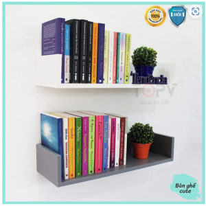 [Review] Kệ sách treo tường kiêm kệ decor chữ U sách gỗ tủ để đựng đỡ kê vở cho bé nhỏ mini giá rẻ HC-KS1