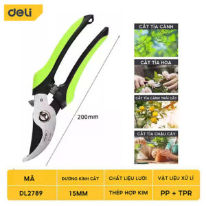 [Review] Kéo Cắt Tỉa Cành Cây Deli Chính Hãng 8inch - Lưỡi Thép Sắc Bén, Siêu Bền, Tay Cầm Đệm Cao Su An Toàn, Chắc Chắn DL580201