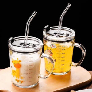 [Review] Ly Thuỷ Tinh Có Vạch Chia Ml / Cốc Thuỷ Tinh Chia Vạch Ml Lường nước Có Nắp Đậy Chống Tràn Kèm Ống Hút Cho Bé- Hàng chính hãng