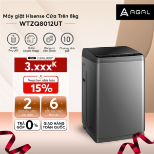 [Review] Máy Giặt Hisense 8kg WTZQ8012UT Bộ Giặt Xơ Vải Làm Sạch, Vệ Sinh Lồng Giặt, Vắt Khô, Bảo Hành Chính Hãng 24 Tháng - Hàng Chính Hãng