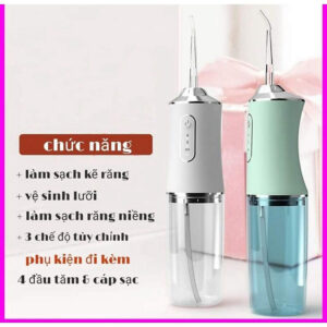 [Review] Máy tăm nước vệ sinh răng miệng cực sạch công nghệ Châu Âu - Máy Tăm nước siêu sạch Oral Irrigator kèm 4 đầu phun Nữ Women
