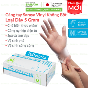 [Review] [PhiênBảnMới] Găng tay Saraya Vinyl Không Bột trong suốt loại dày 5gram, dùng chế biến thực phẩm, vệ sinh - 100 cái/hộp