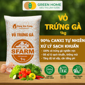 [Review] Vỏ Trứng Gà Trồng Cây Greenhome, Sfarm, Bao 1kg, Phân Bón Hữu Cơ, Ngăn Chặn Ốc Sên, Cải Tạo Đất, Chống Côn Trùng, Sâu Bọ